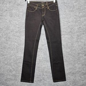Ed Hardy Christian Audigier Womens Black Straight Leg Jeans Geisha Embroidery 28